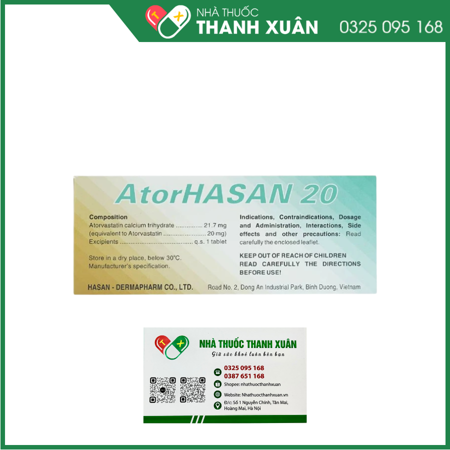 Atorhasan 20mg điều trị tăng lipid huyết